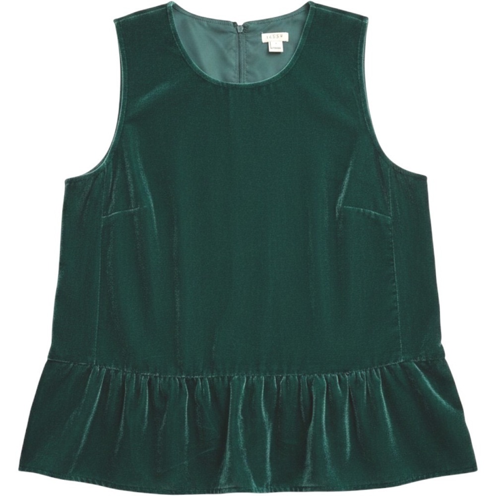 J.Crew Womens Velvet Peplum Top Emerald Green Sleeveless Blouse H1182 Size 10
